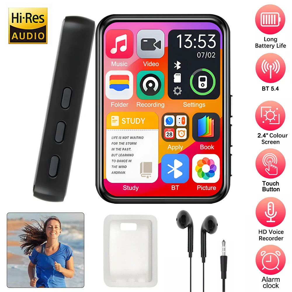 2026 New MP3 Player Bluetooth 5.4 Touch Screen HiFi Lossless Music Play Built-in Speaker 32GB Support Recording E-Book MP3 Oasis Select