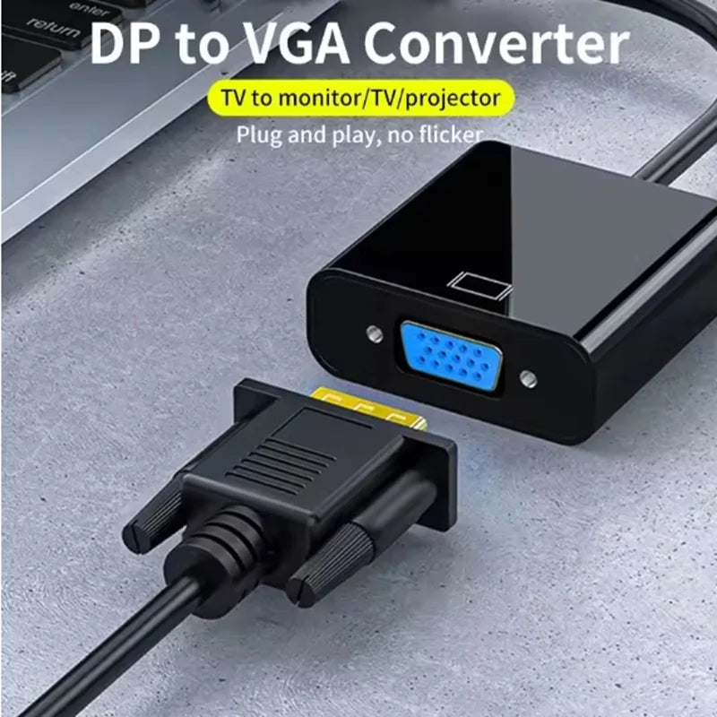 1.8M HD 1080P DP TO VGA Cable DP DisplayPort to VGA Adapter Converter HD Video Cable For TV Monitor Laptop Computer Projector Oasis Select
