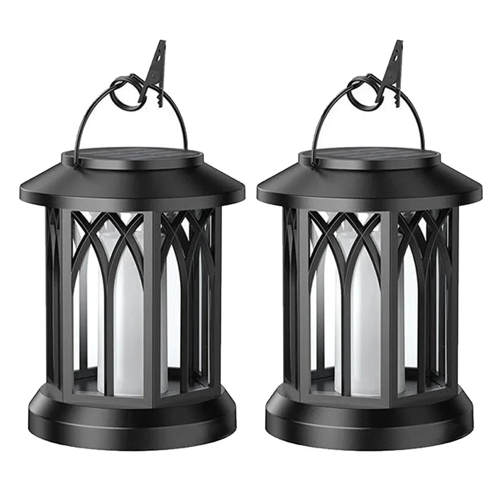 Flame LED Solar Light with Clip Outdoor Waterproof Lantern Hanging Solar Lamp Yard Landscape Torch Garden Light Oasis Select 2PCS