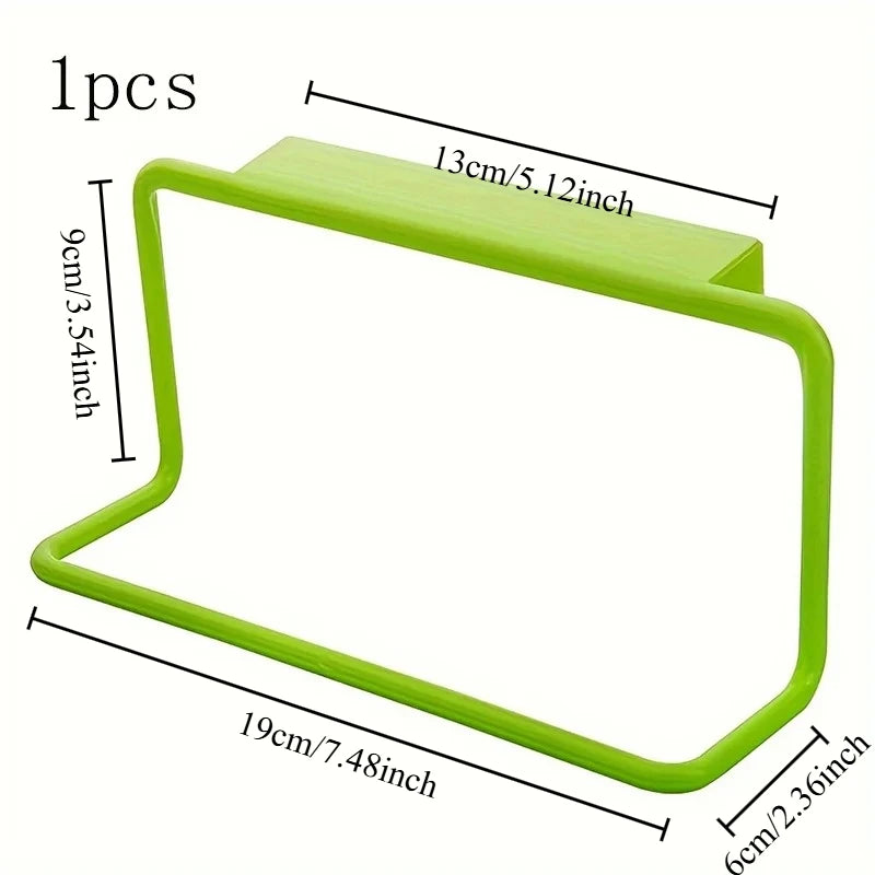1PCS Cabinet Door Single Pole Towel Rack Plastic Non Marking Cloth Hanger Miscellaneous Items No Need To Drill Holes Oasis Select green