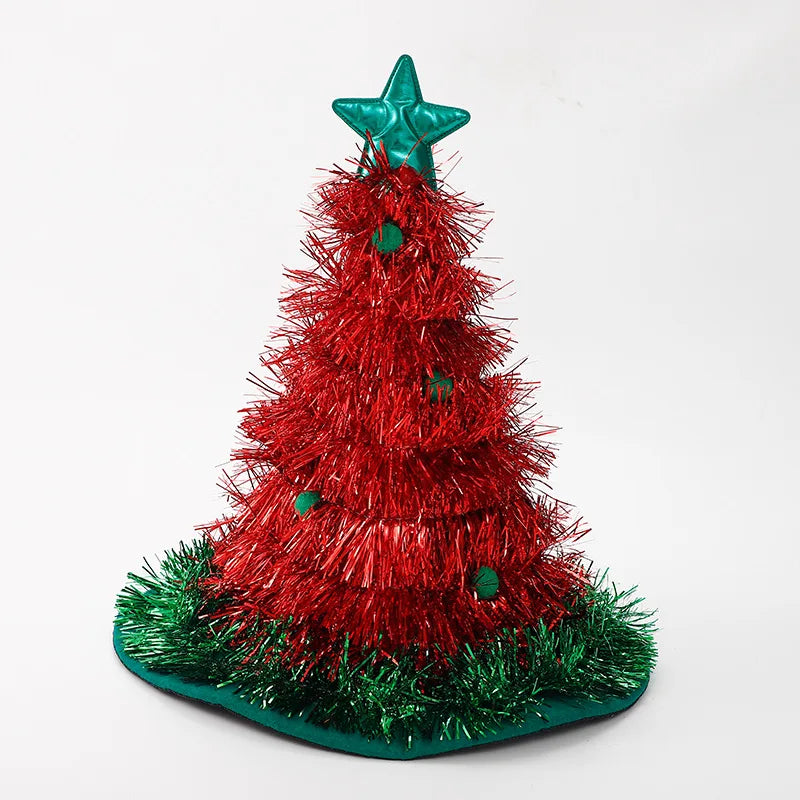 2025 Ins Christmas Tree Hat Creative Xmas Headwear for Girls Tinsel Christmas Headband Party Costume New Year Decor Supplies Oasis Select E 38x34cm