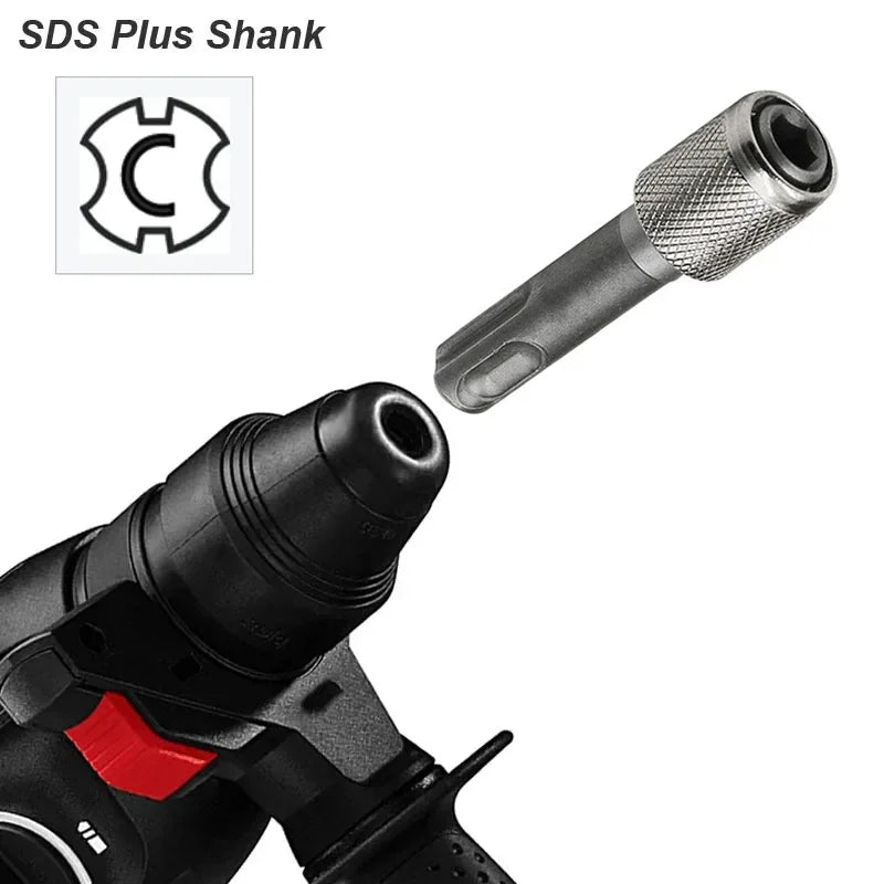 SDS Plus Convert To 1/4 Hex Shank Adapter Hexagonal Converter Electric Hammer Power Screwdriver Bit Holder Socket Impact Driver Oasis Select