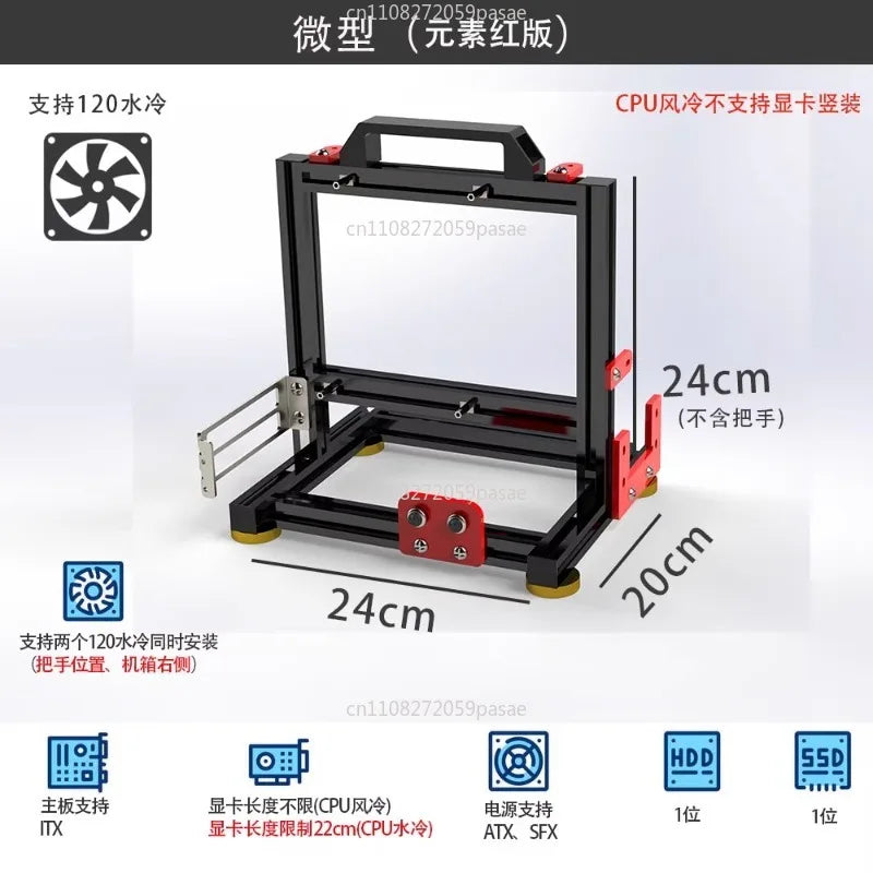 Open Frame PC Case ATX MATX ITX Aluminum Alloy Rack Chassis