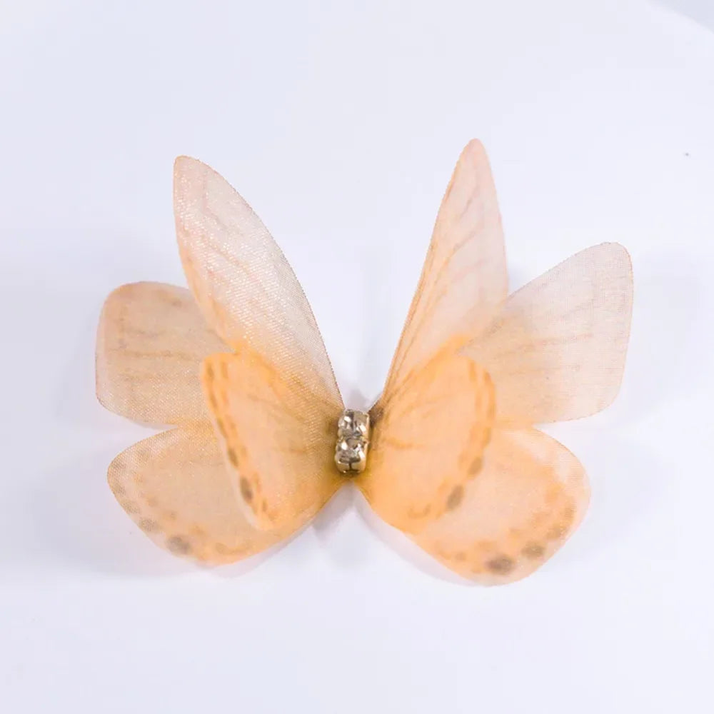 50Pcs 3D Organza Fabric Butterfly Appliques Double-layer Gradient Color Simulation Mesh Butterfly Patch Translucent Oasis Select 3-05