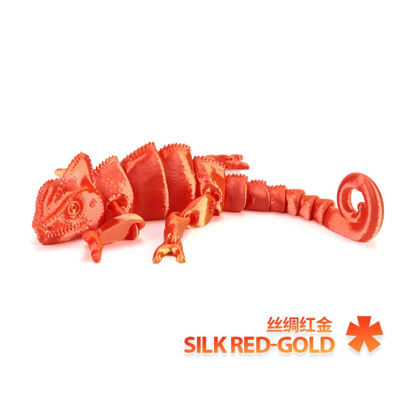 3D Printing Chameleon Figures Multi-joint Movable Animal Toys Miniatures for Home Accessories Kids Gift Living Room Decoration Oasis Select red gold