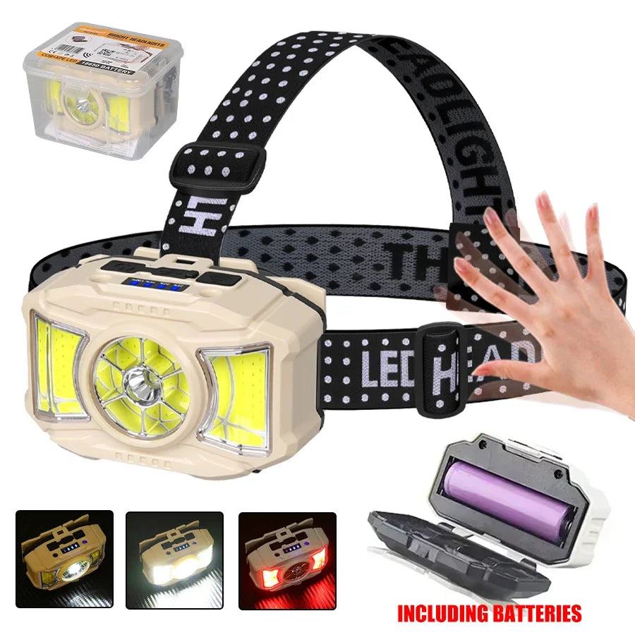 Powerful LED Induction Headlamp Use18650 Rechargeable battery Headlight Aluminium Outdoor camping Lamp High Lumen Head Torch Oasis Select T329-A Sensor