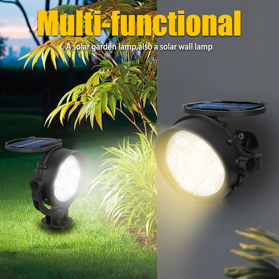 7LED Solar Lawn Light Outdoor IP65 Waterproof Spotlight Brightness Adjustable Lamp for Garden Backyard Driveway Patio Decor Lamp Oasis Select