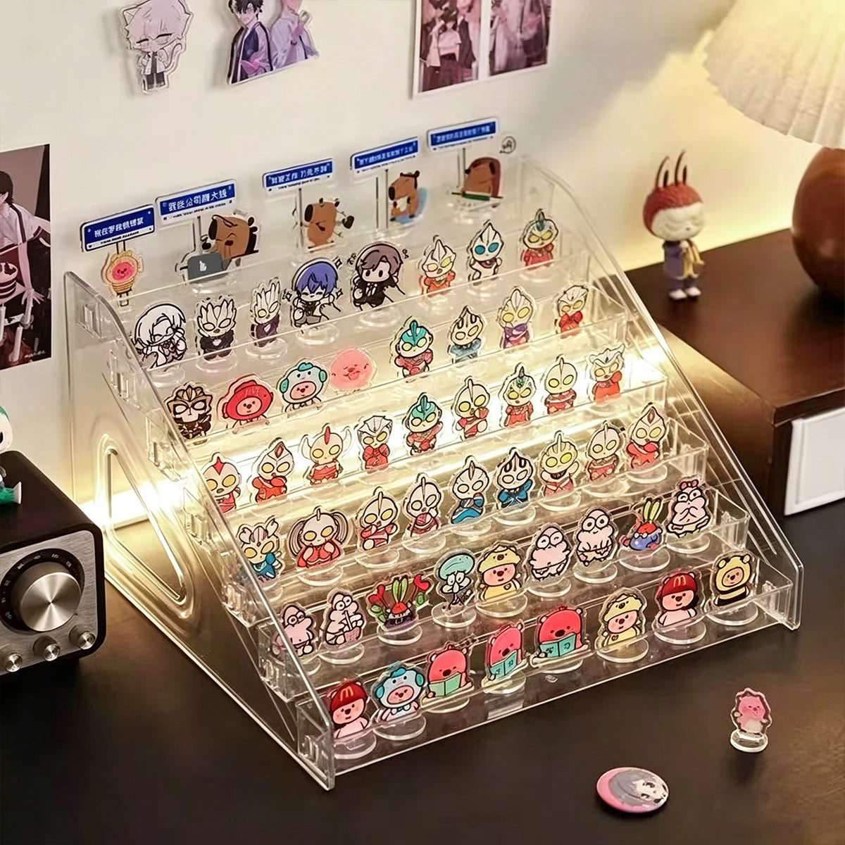 1pc Transparent Acrylic Standing Sign Ladder Display Rack Suitable for Anime Brand/Blind Box/Jewelry Storage Display Rack Oasis Select