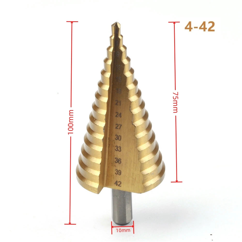 HSS Titanium Step Drill Bit 4-32/42mm – Metal & Wood Cone Drill Step Drill Bit Oasis Select