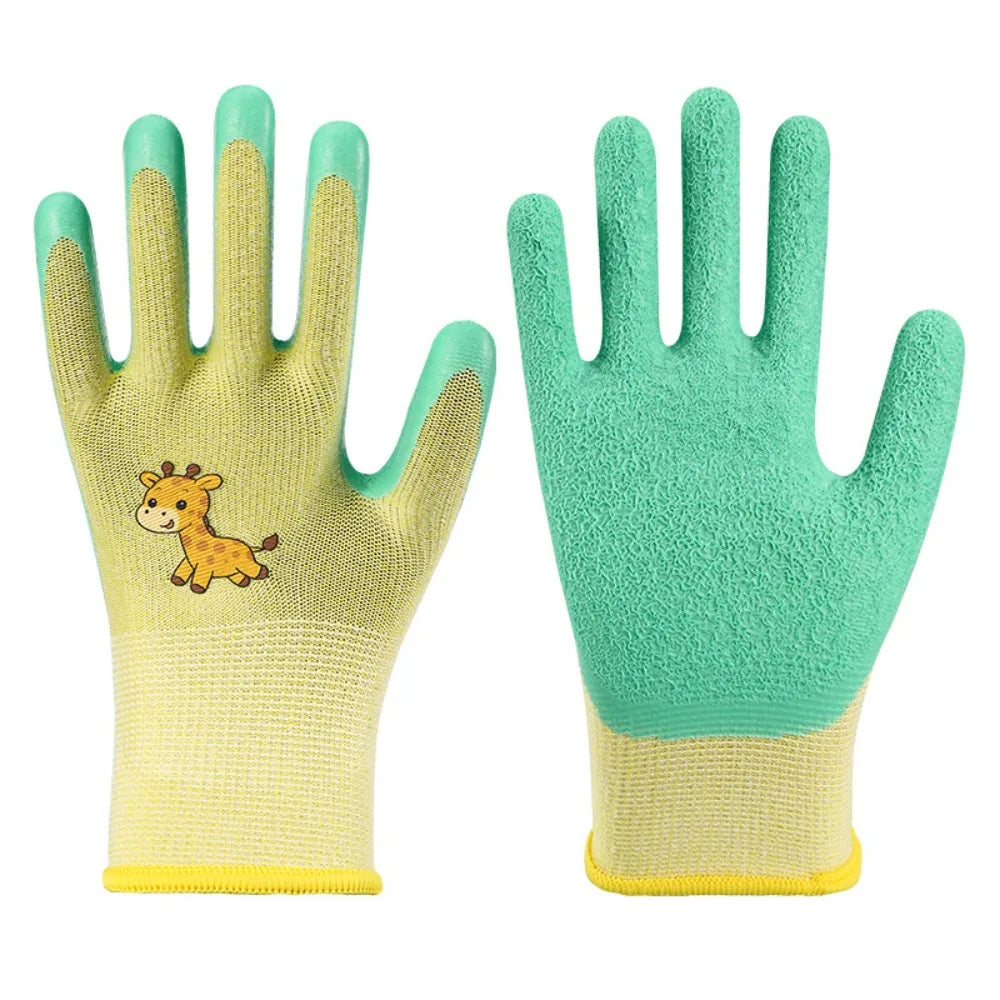 Waterproof Beach Gloves Non-Slip Cartoon Animal Pattern Gardening Gloves Breathable Puncture-resistant Safety Gloves Oasis Select Yellow M