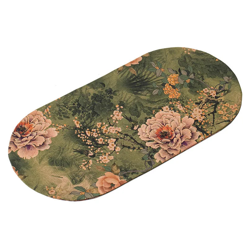 Double-sided Silk Fragrant Cloud Yarn Tea Mat Chinese Style Tea Table Heat Insulation Waterproof Mat Chinese Zen Dry Foam Mat Oasis Select