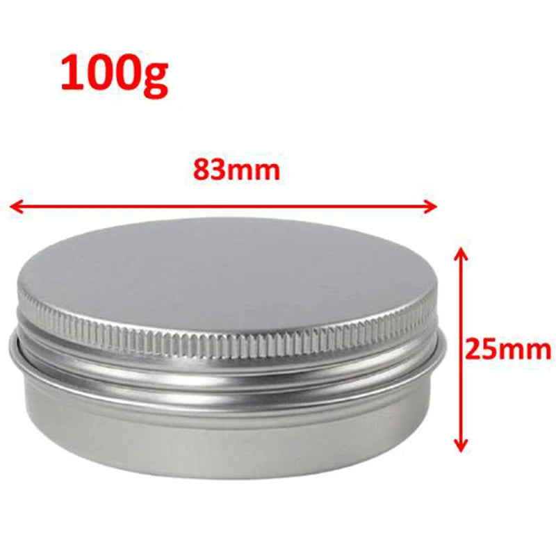 10Pcs 5g/10g/30g/50g Metal Round Tins Aluminum Empty Silver Cans With Screw Lid Jars For Salve Spices Candles Lipstick Cosmetic Oasis Select Metal 10pcs 100g