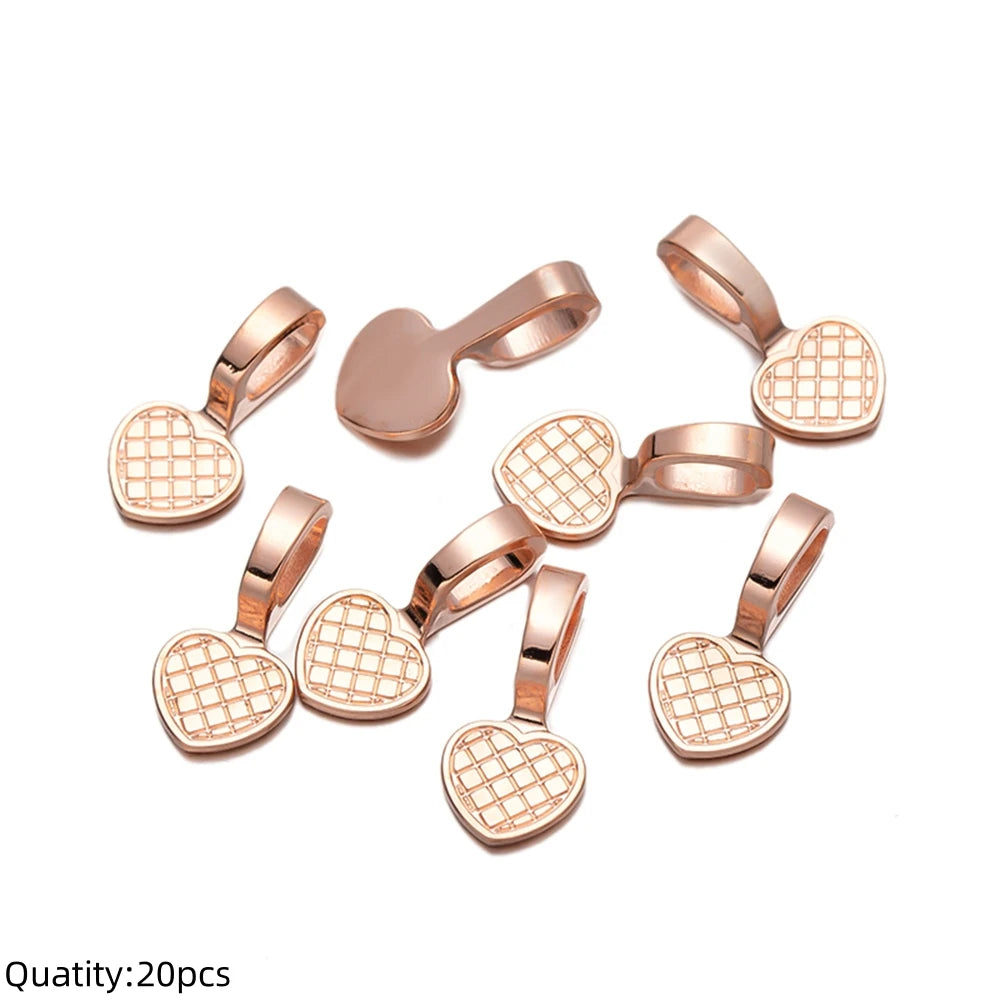 20/50pcs Spoon Glue-on Flat Pad Pendant Bail Oval Scrabble Linking Charm Bails Charm Connector Hangers for DIY Jewelry Making Oasis Select Rose Gold 1