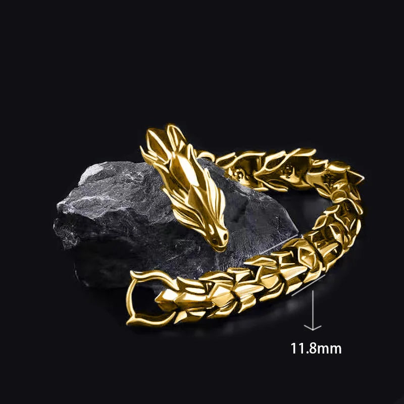 Retro Dragon Head Men's Bracelet | Punk Dragon Scale Alloy