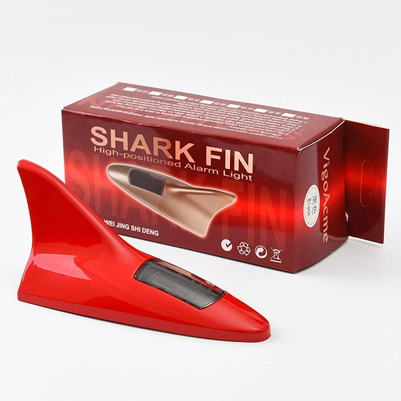 Universal Car Shark Fin Antenna Roof Tail Modification Light with Solar LED Light Car Antenna Driving Safety Warning Light Oasis Select