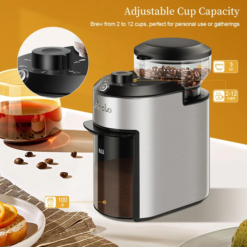 Automatic Burr Coffee Grinder 200W Electric Coffee Bean Grinder with 28 Precise Grind Settings Stainless Steel Grinding Machine Oasis Select