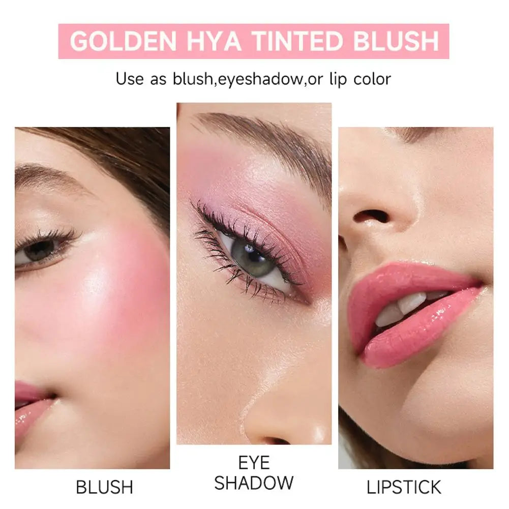Golden Color Changing Blush, 3-in-1 Tinted Hydrating Blusher Cream For Cheeks Eyes And Lips Makeup,Lasting Moisturizing Rouge Oasis Select