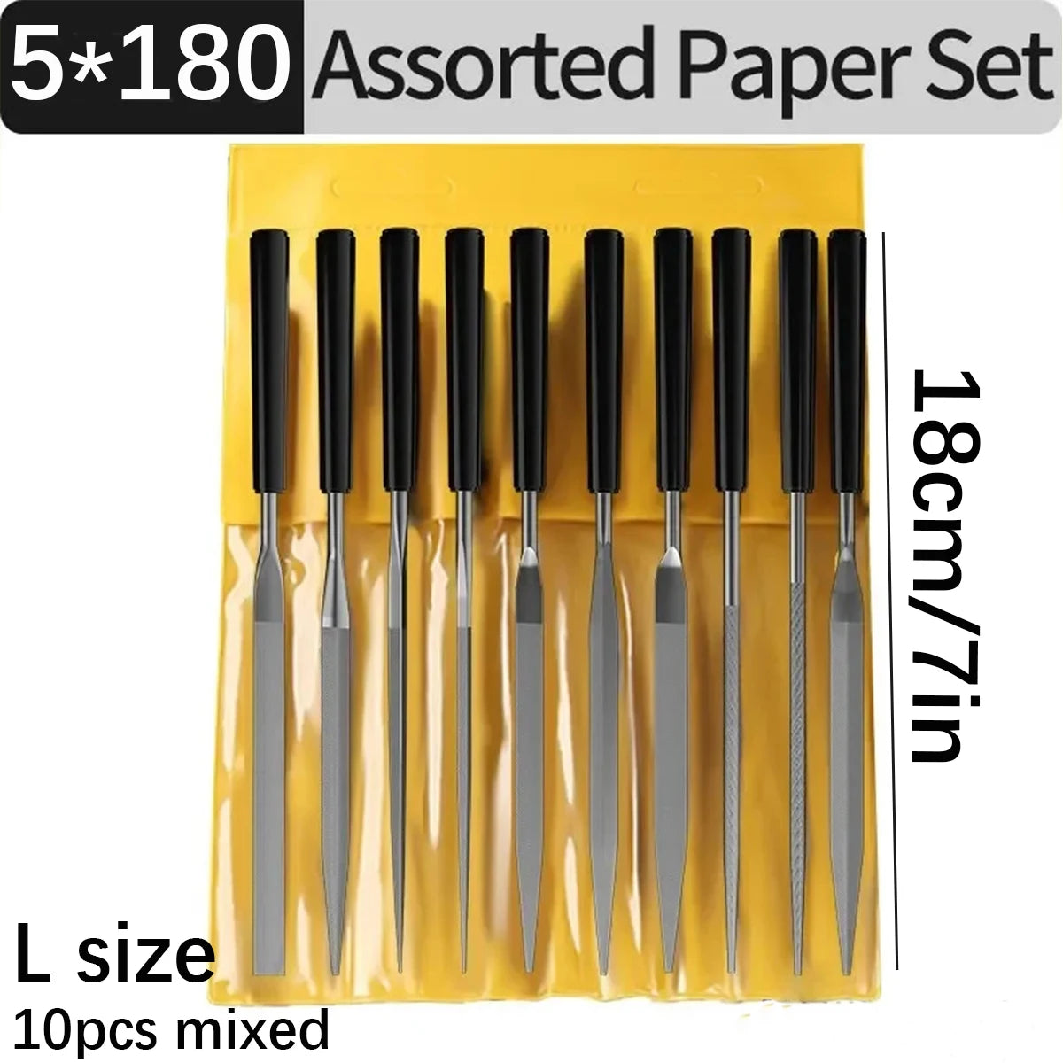 10pcs/set Metal Needle File Set Wood Rasp Metal Polishing Hand FileTools Steel Rasp Needl Filing For Metal Glass Stone Wood Oasis Select 10pcs L size