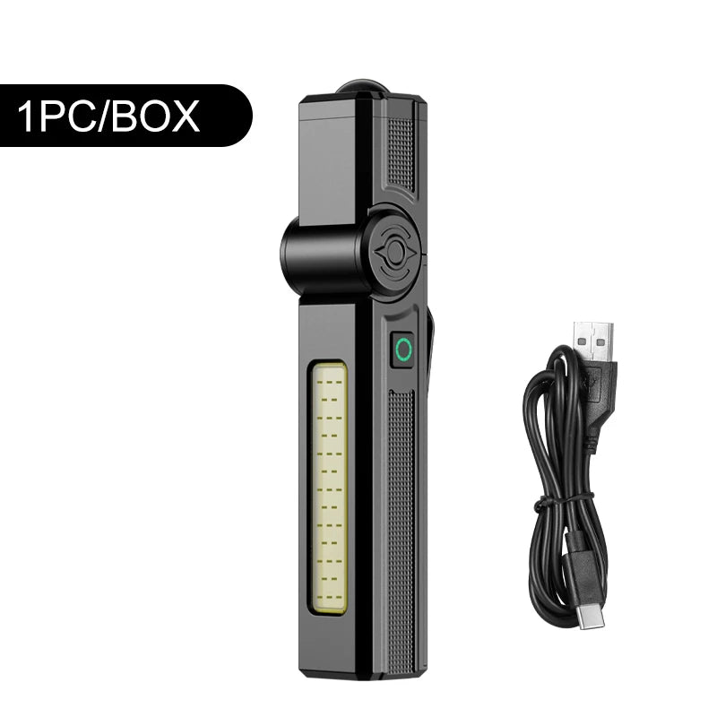 New Portable COB LED Flashlight USB Rechargeable Work Light Magnetic Lanterna Pen Clip Lamp with Built-in Battery Camping Torch Oasis Select S506