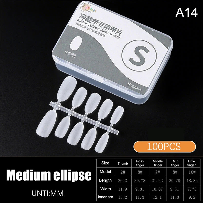 100pcs Clear Press-On Nail Tips – Full Cover Ultra-Thin False Nails