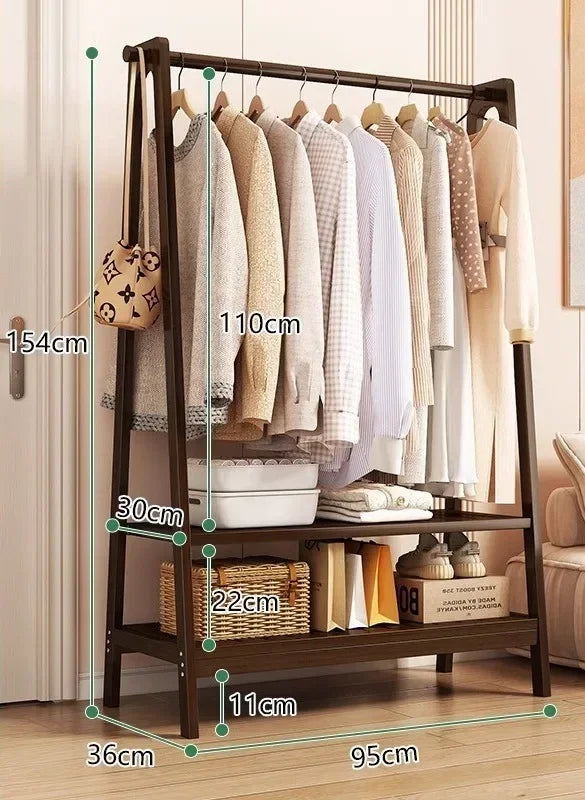 Clothes rack, floor to ceiling, bedroom, household, hanging clothes rack, simple and multifunctional storage rack, clothes rack Oasis Select double-layer 95cm B