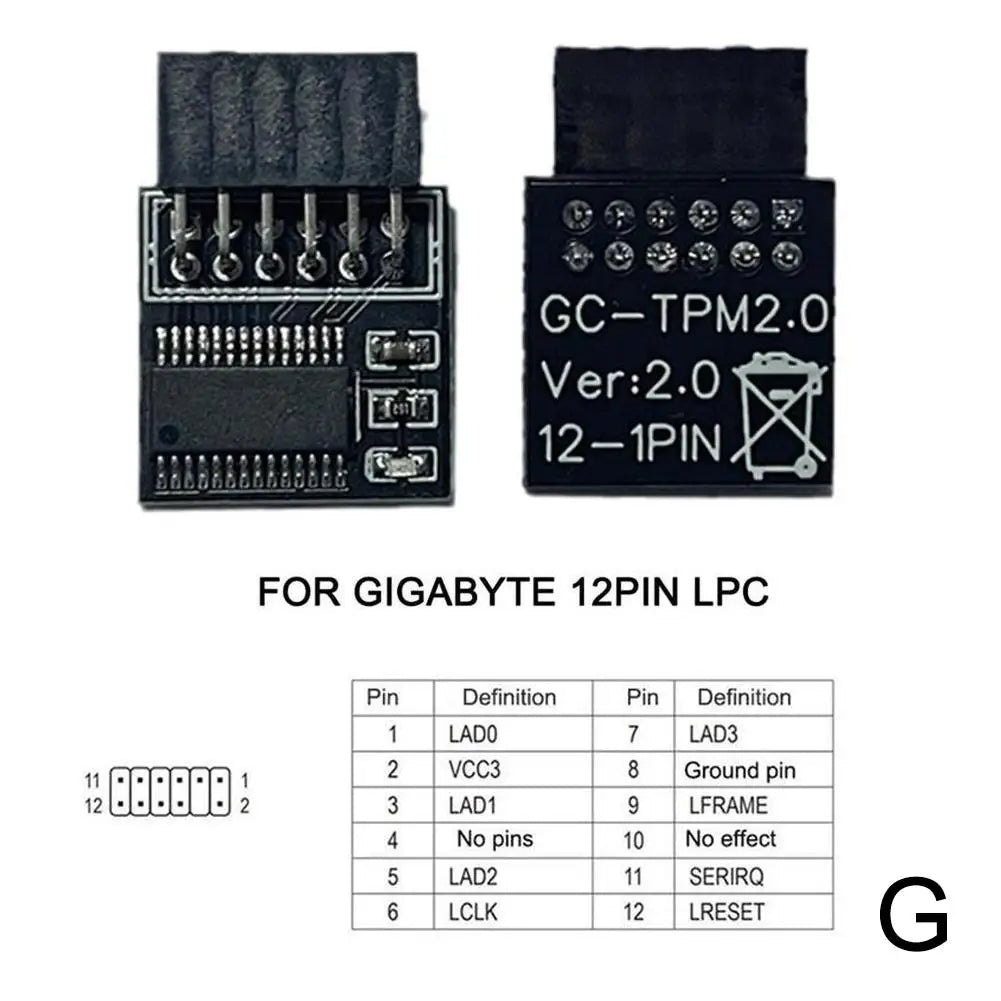 TPM 2.0 Security Module – 12/14/18/20-Pin Multi-Brand Motherboard