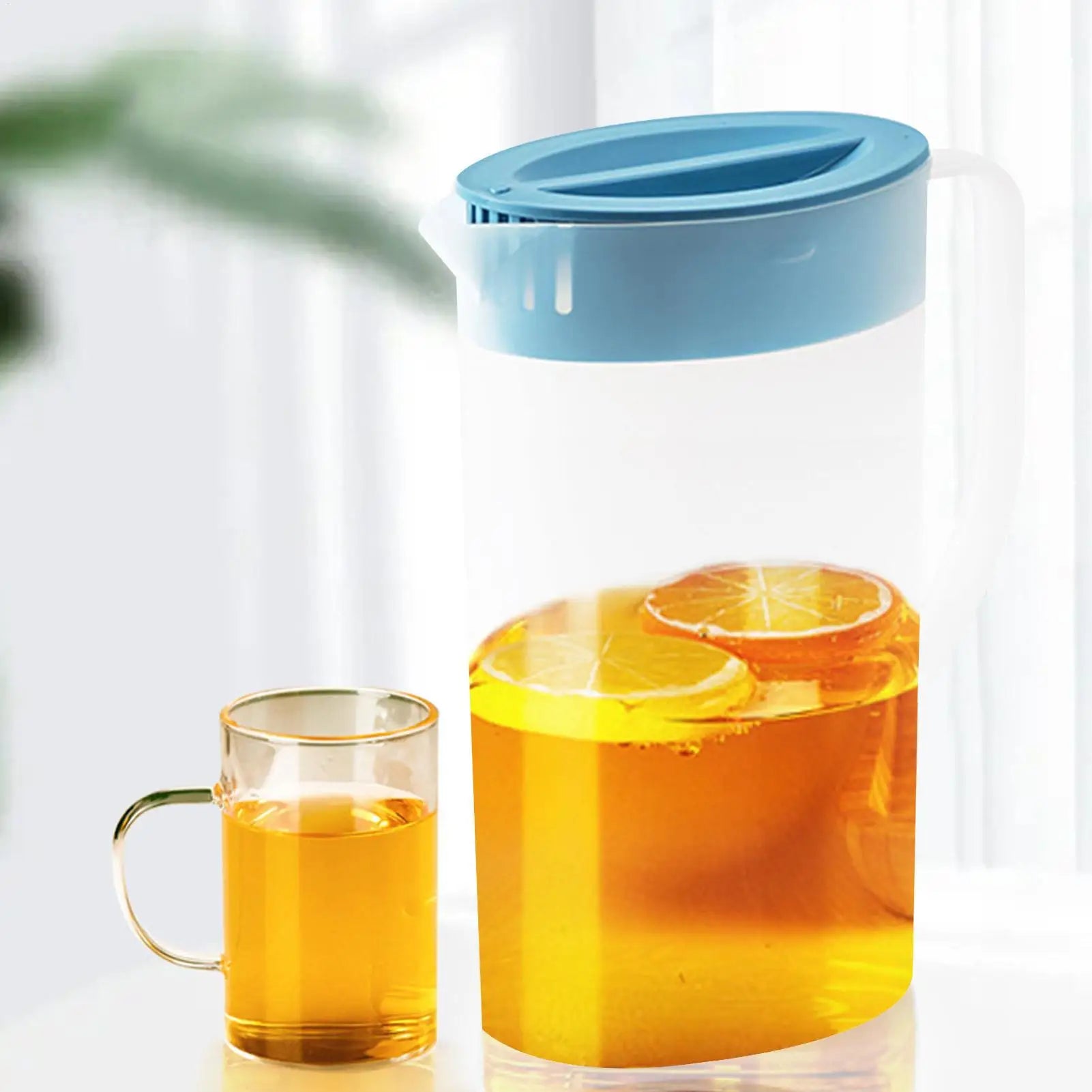 Cold Kettle Large Water Pitcher With Handle And Lid Heat Resisttant Cold Hot Kettle Large-capacity Tea Pitcher Water Juice Jug Oasis Select