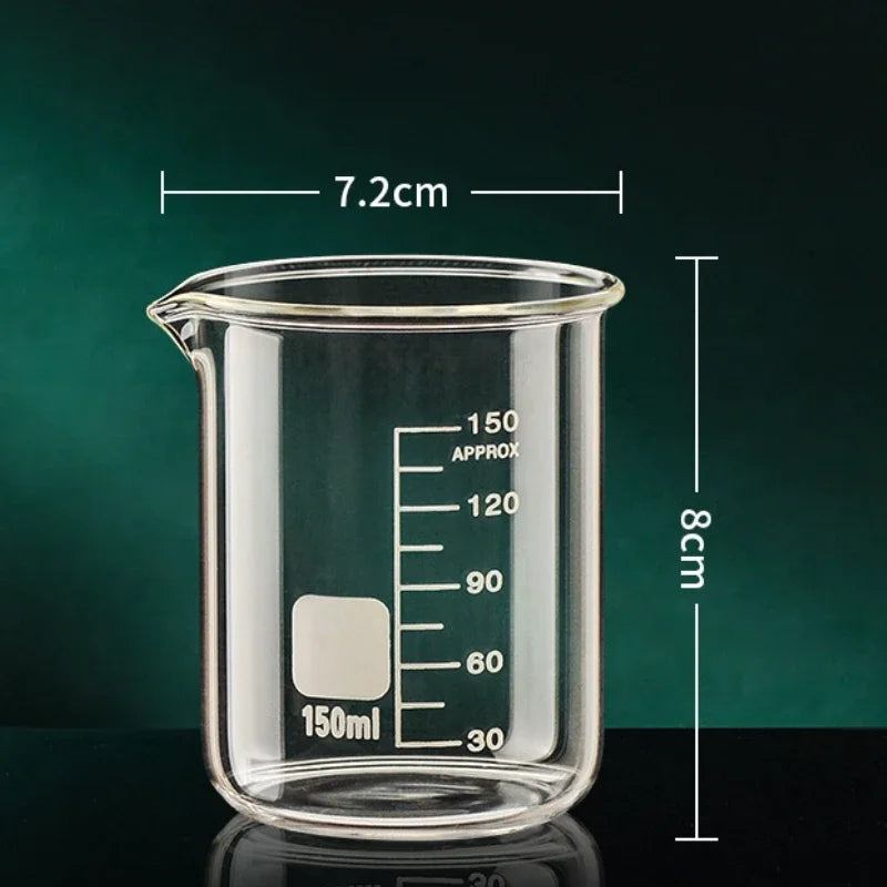Glass Measuring Cup High Borosilicate Clear Scale Cup Heat-resisting Laboratory Beaker Kitchen Baking 50/100/150/250/500/1000ml Oasis Select 150ml 50-1000ml