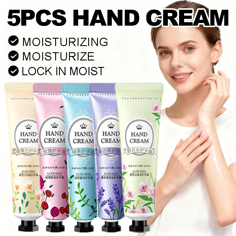 5PCS hand cream, 5 different flavors, moisturize and protect hands, prevent dry and cracked hands in autumn and winter Oasis Select