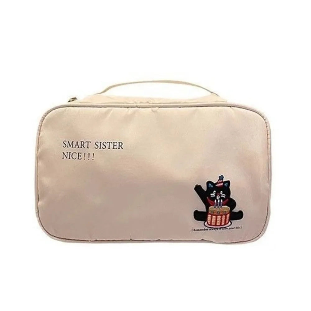 Cartoon Underwear & Bra Storage Bag with Zipper | Large Capacity