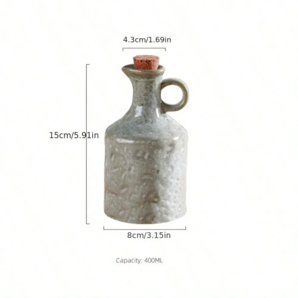 Handmade 400ml Ceramic Oil Bottle Kitchen Seasoning Storage Jar Creative Household Soy Sauce Pot Vinegar Pot Kitchen Accessories Oasis Select
