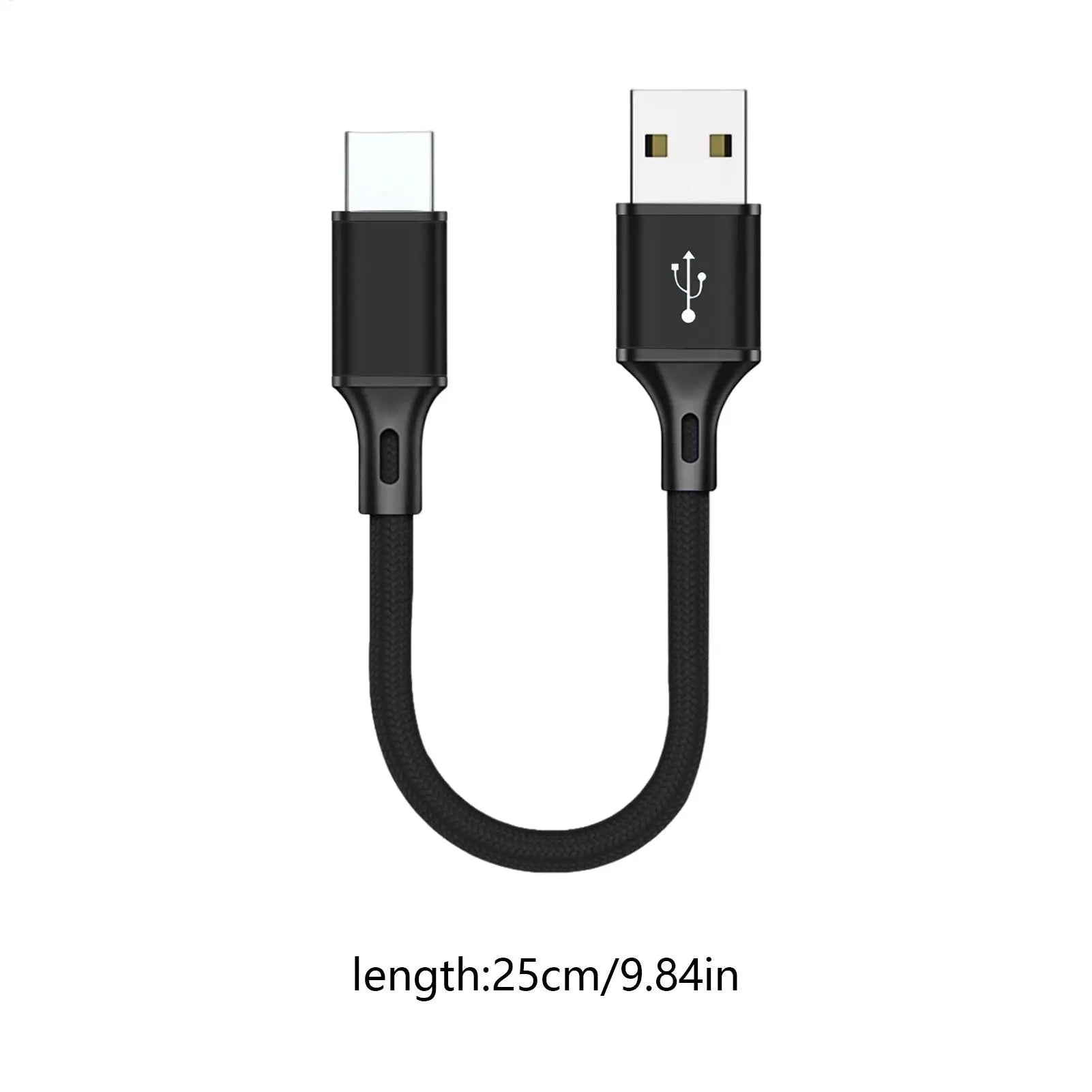 USB C Data Cable 25cm Extra Long USB C Cable Phone Charger Wire Braid Portable Data Transfer Fast Charging Nylon Charger Cord Oasis Select