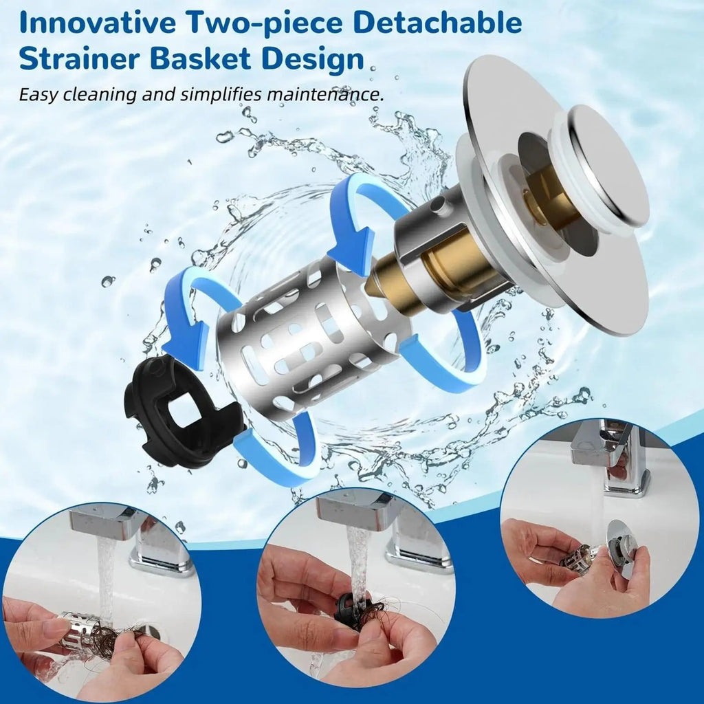 Sink Strainer Rebound Drain Plug Filter Metal Basin Pop-up Sink Filter With Hair Catcher Bathroom Sink Drain Stopper Strainer Oasis Select
