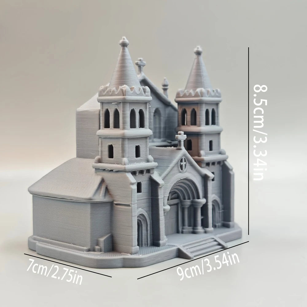 Medieval Castle Church Model Kit Gothic Cathedral Building Figurine Desktop Ornament Miniature Architecture Decor for Hobbyists Oasis Select Grey