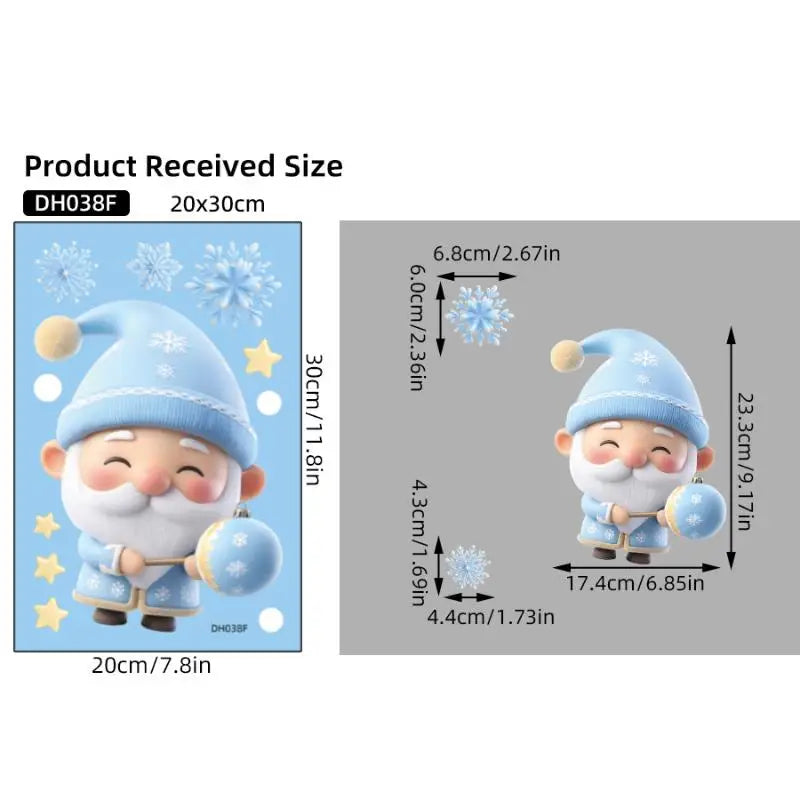 Christmas Window Static Clings – Snowman, Santa & Snowflake