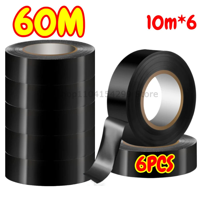 Cable Adhesive Tape Black Electrical Tape Insulating Tape Heat Resistant Waterproof Wire Harness Bundle Insulation Auto Wiring Oasis Select 6PCS-60M 10M 16mm