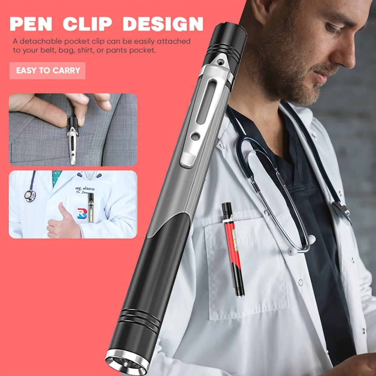 Pen Light with Cob Lights 4 Modes USB Rechargeable Pen Flashlight Mini Portable Pocket Torch for Work Emergency Nurses Doctor Oasis Select