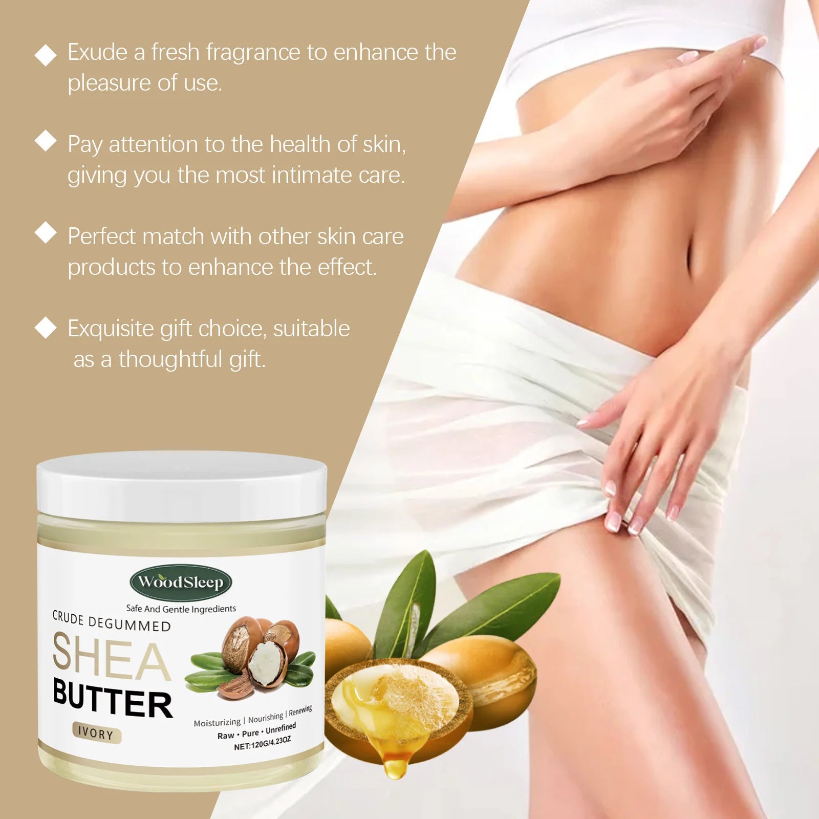 WOODSLEEP Shea Butter Body Cream – Moisturizing & Brightening Body Butter Cream Oasis Select
