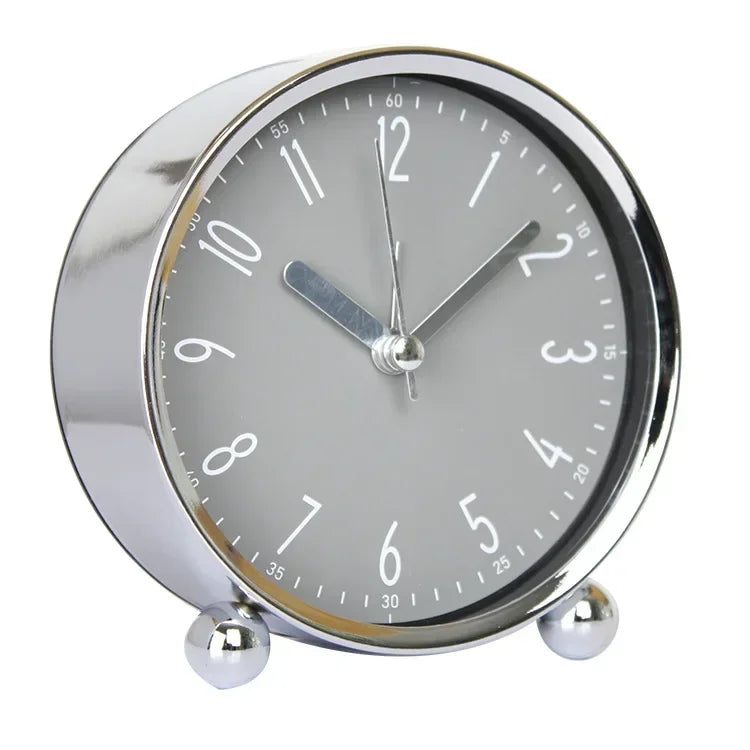 4-inch Metal Bedside Silent Alarm Clock Creative Fashion Simple Digital Alarm Clock Oasis Select Gray