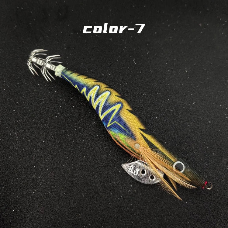 Multi-specification luminous beads wooden shrimp squid hook wooden shrimp set new lightning striped wooden shrimp squid hook exp Oasis Select Clear Lightning No. 2.5