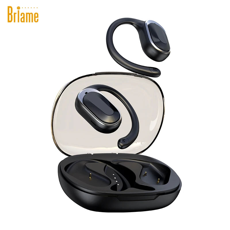 Briame Bluetooth Earhook Earphones Wireless Sports In-Ear Headset with Microphone for Running Sport Headphones Ows Headset Game Oasis Select Black