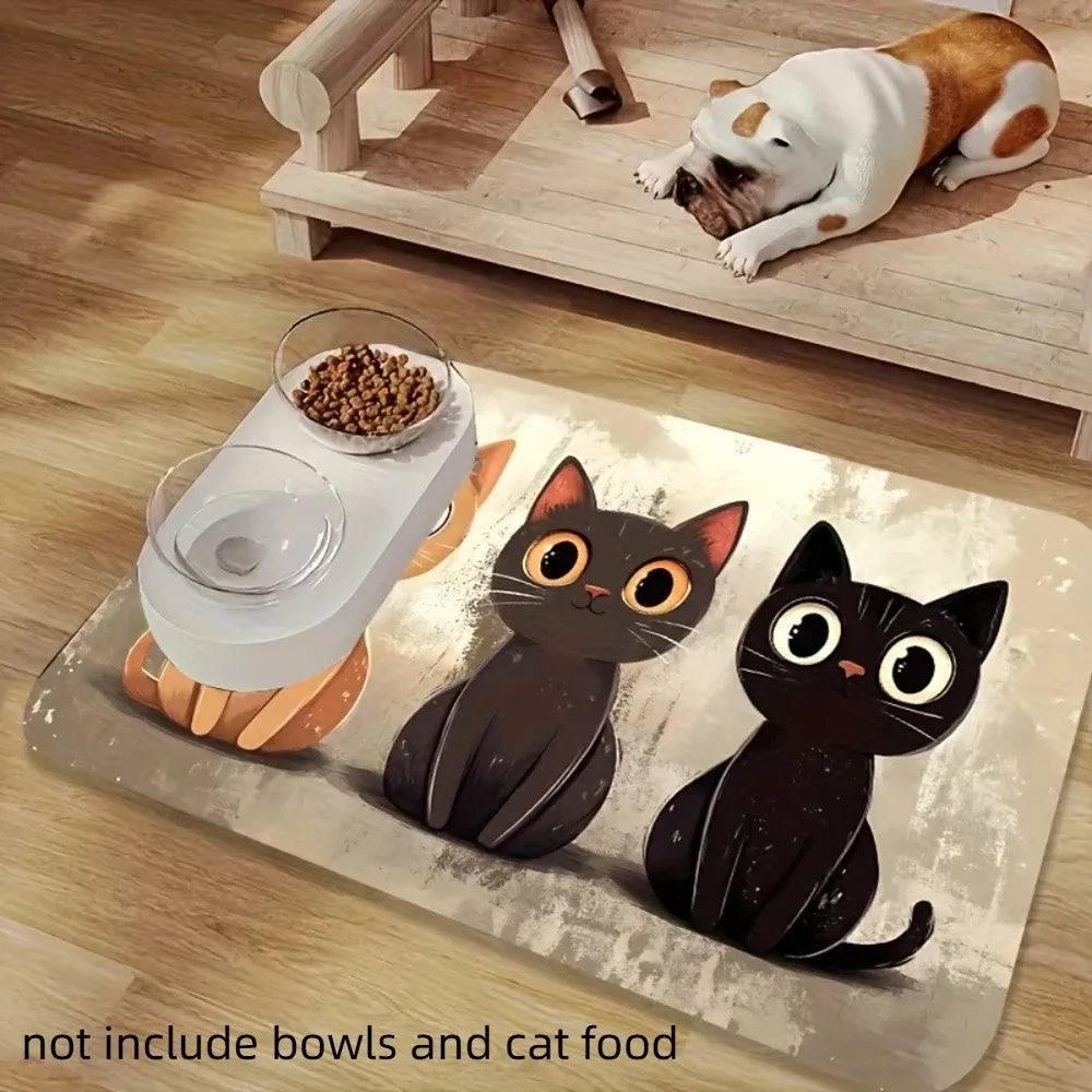 Practical Cartoon Cat Feeding Mat Non-slip Diatom Mud Dog Food Bowl Mat Quick-dry Desktop Pet Bowl Pad for Pet Shop Oasis Select 110cm StyleC 40cm