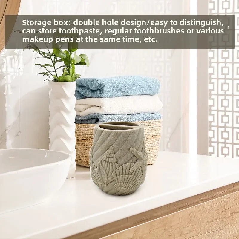 3pcs Natural Stone Bathroom Wash Storage Set Resin Lotion Bottles Toothbrush Cups Soap Dishes Light Luxury Retro Bathroom Set Oasis Select