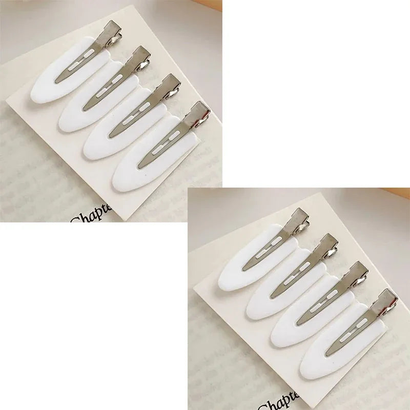4pcs No Bend Seamless Hair Clips Side Bangs Fix Fringe Barrette Makeup Washing Face Accessories Women Girls Styling Hair Pins Oasis Select white 8pcs