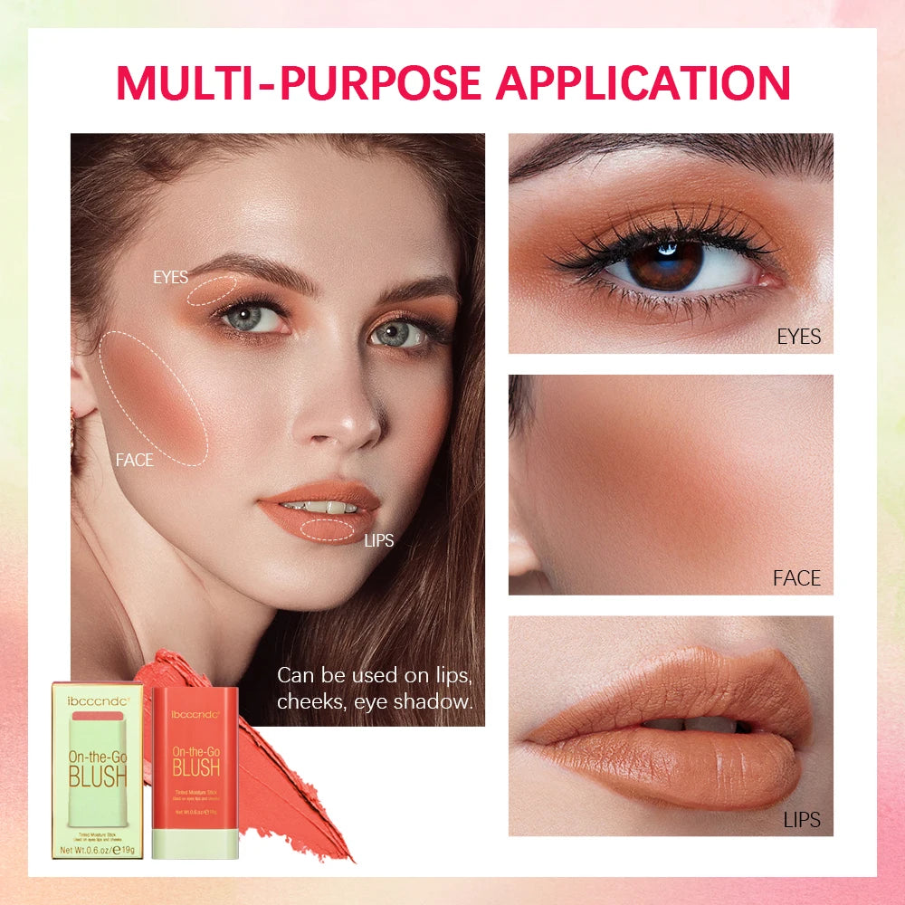 Korean Blush Stick Color Make Up Waterproof Easy Color Rouge Blusher Blusher Cream Rendering Matte High Pigment 3 IN 1 Makeup Oasis Select