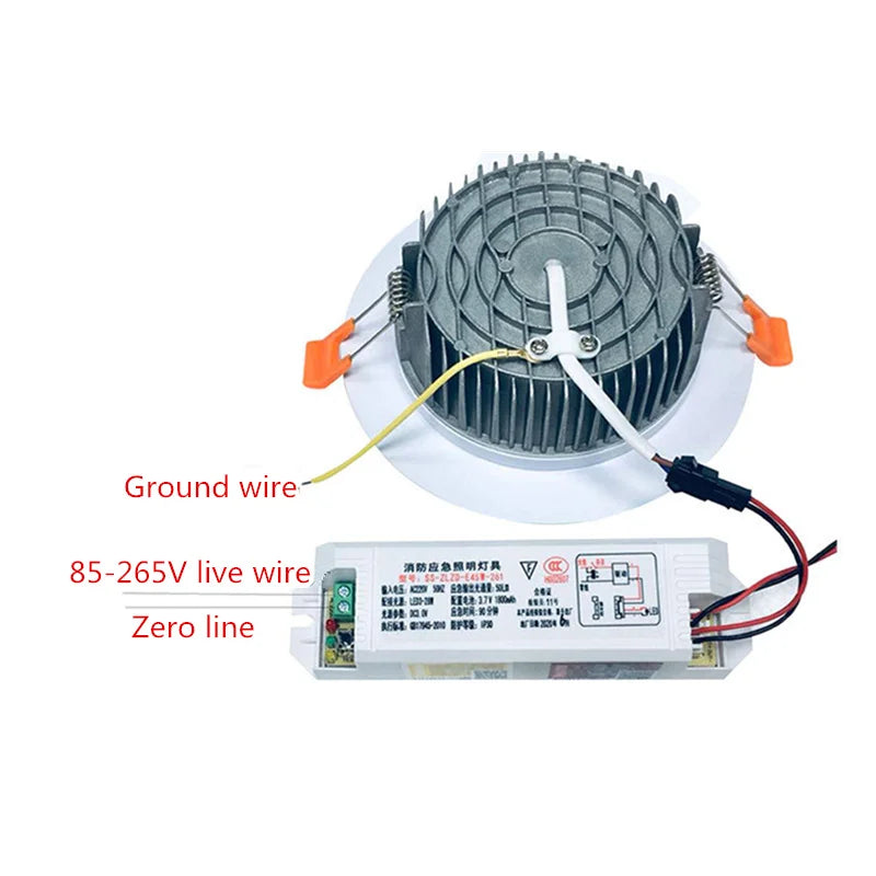 Emergency Recessed LED Downlight 90/180 Min Backup | AC85-265V