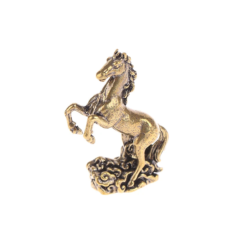 Bronze Horse Desktop Decoration Living Room Tea Table Sculpture Metal Craft Home Decorations Chinese Zodiac Horse Statue Oasis Select A
