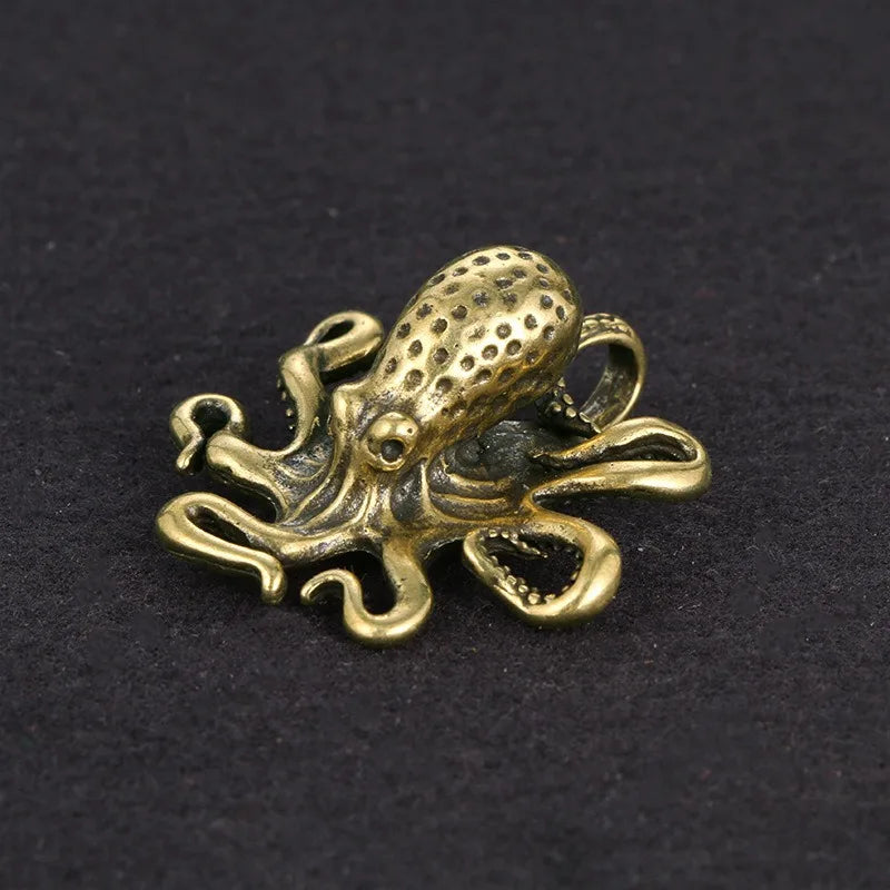 Brass Octopus Home Decoration Antique Copper Animal Figurines Miniatures Desk Ornament Accessories Creative Table Tea Pets Craft Oasis Select