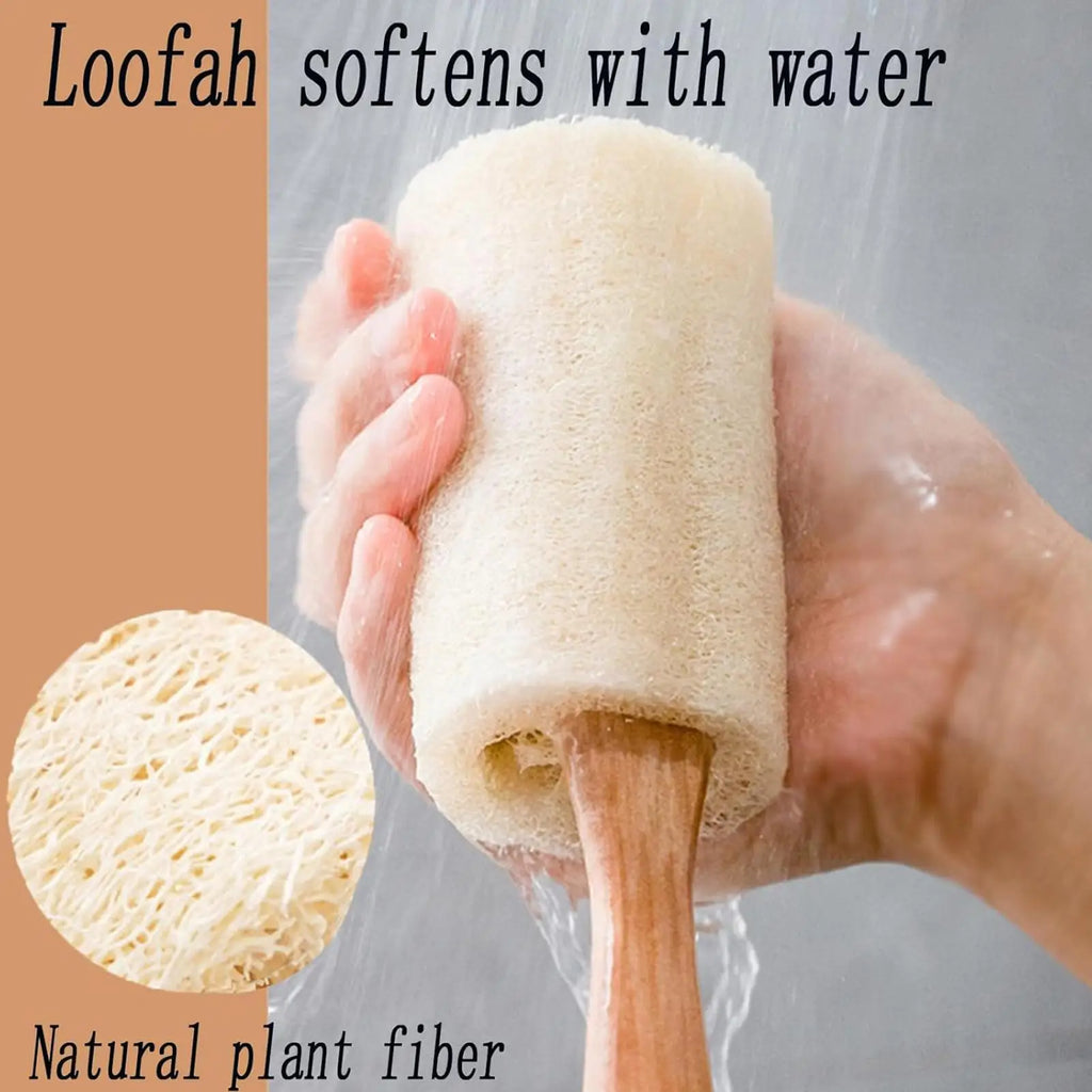 1PC Exfoliating Loofah Bath Brush Loofah Sponge Body Scrubber With Long Wooden Handle Back Brush Skin Care Body Clean Brush Oasis Select