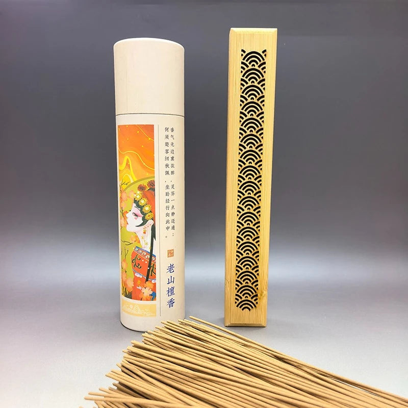 400sticks Sandalwood with 1pc Bamboo Board Incense Holder Anti-Ash Flying incienso Burner Bamboo Incense Ash Catcher Holders Oasis Select wave Sandal